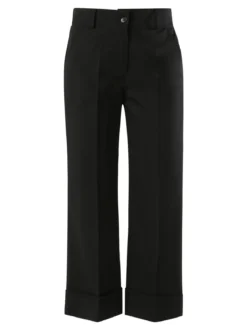 Frenetika Pantaloni donna a gamba larga con ampio risvolto sul finale - nero