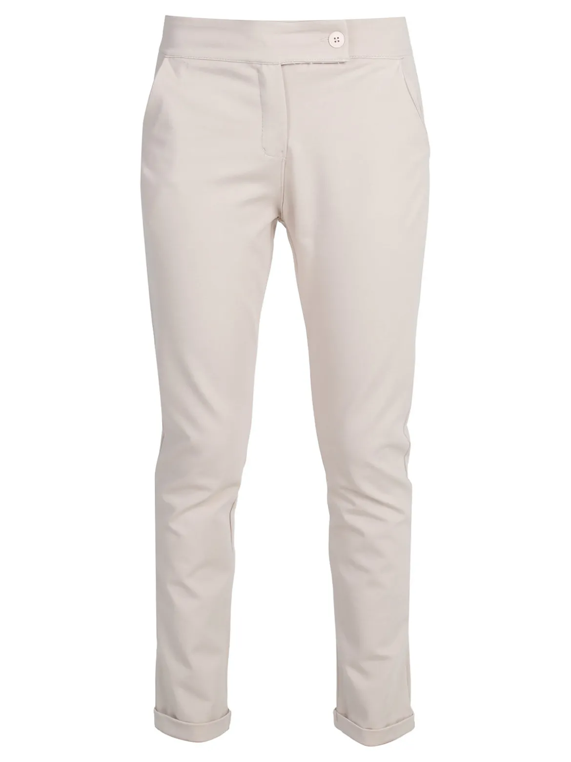Frenetika Pantaloni donna a vita bassa con risvolto - beige