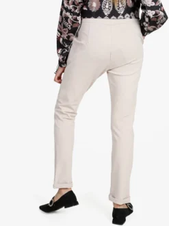 Frenetika Pantaloni donna a vita bassa con risvolto - beige