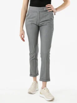 Frenetika Pantaloni donna a vita bassa con risvolto - grigio
