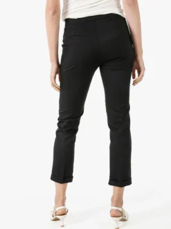 Frenetika Pantaloni donna a vita bassa con risvolto - nero