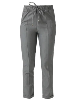 Frenetika Pantaloni donna casual con elastico in vita e risvolto sul finale - grigio