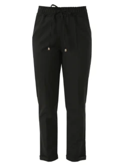 Frenetika Pantaloni donna casual con elastico in vita e risvolto sul finale - nero