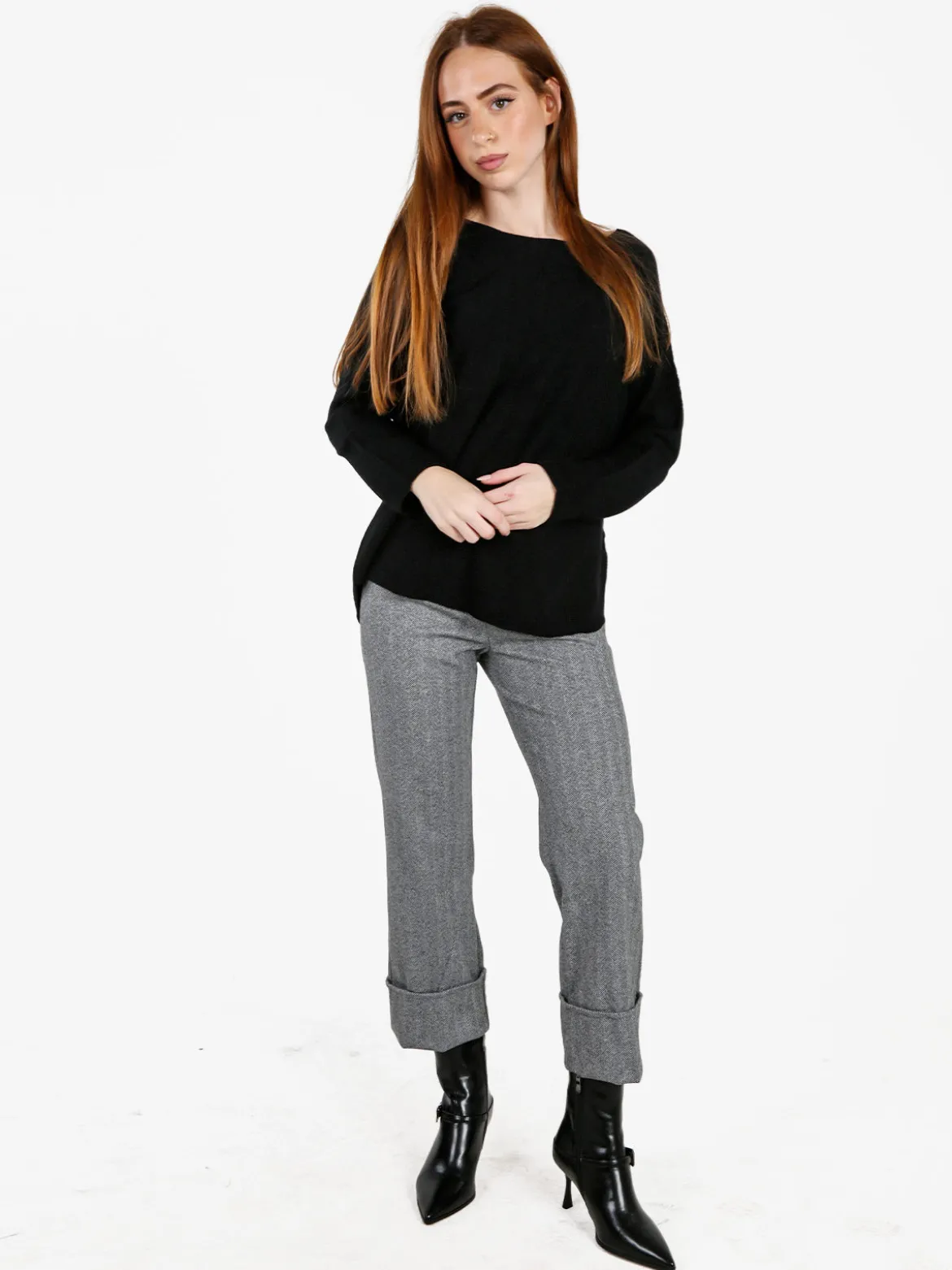 Frenetika Pantaloni donna culotte cropped spigati - grigio