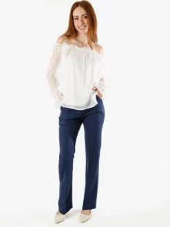 Frenetika Pantaloni eleganti da donna a zampa - blu scuro
