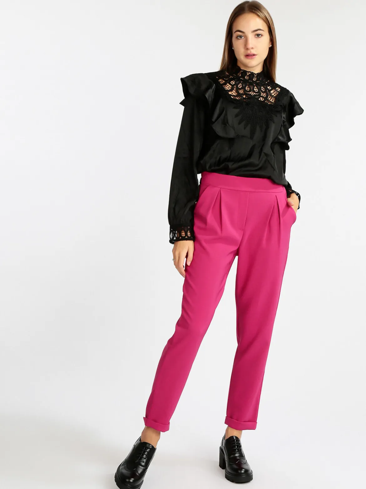 Frenetika Pantaloni eleganti donna con risvolto