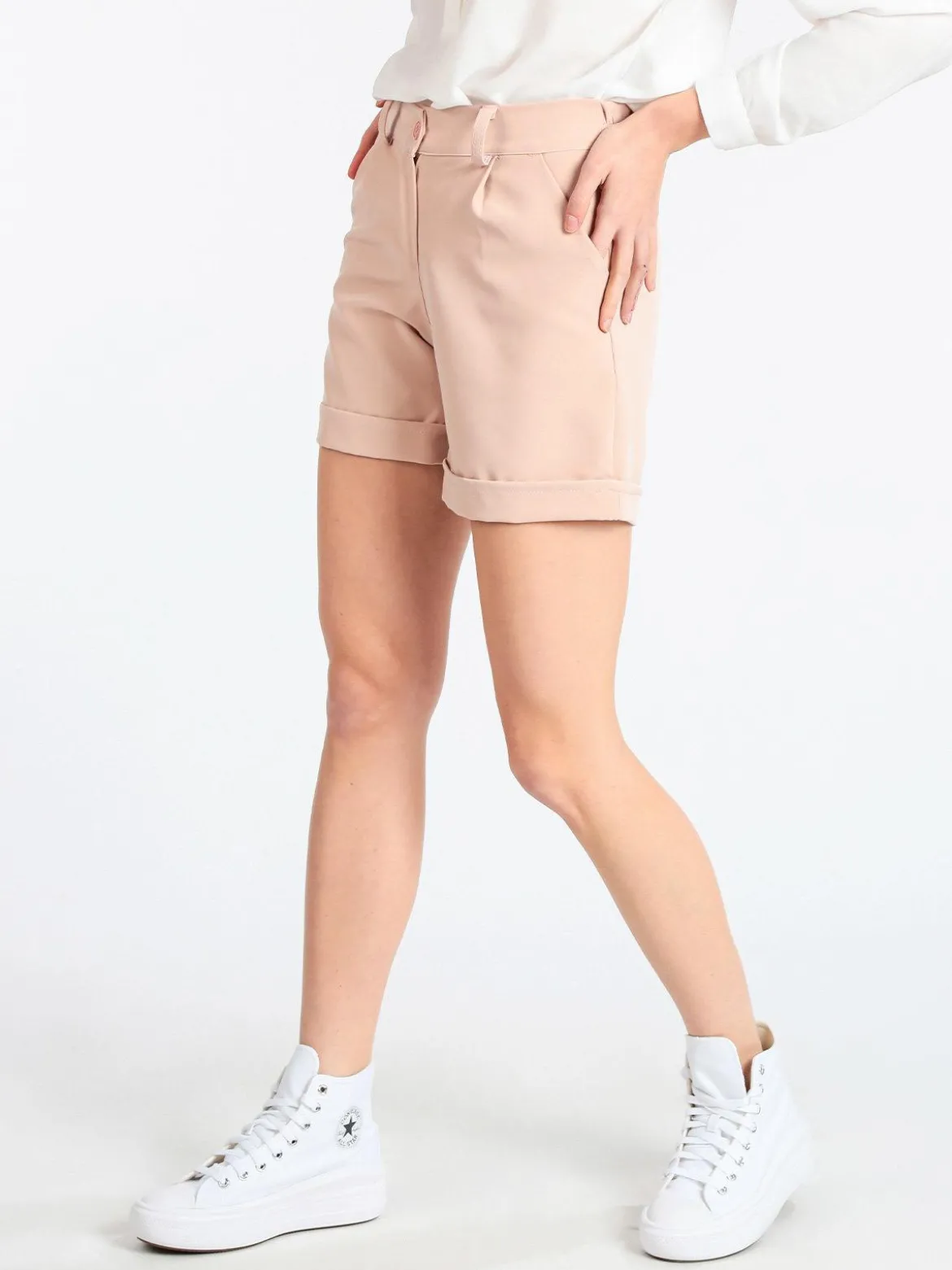 Frenetika Shorts donna a vita alta con risvolto