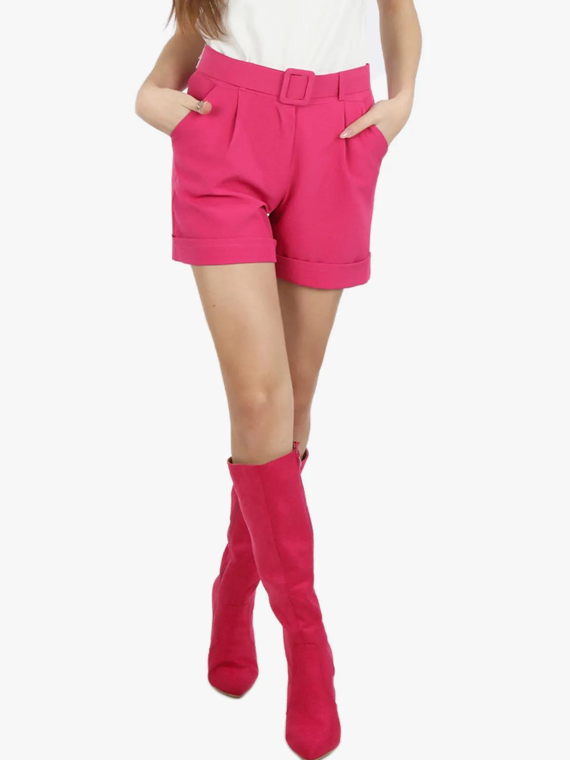 Frenetika Shorts donna con cintura e risvolto