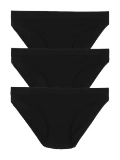 Garda Confezione da 3 slip mini da donna in cotone bielastico - nero
