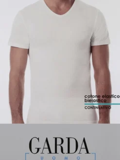 Garda T-shirt intima uomo scollo V in cotone bielastico
