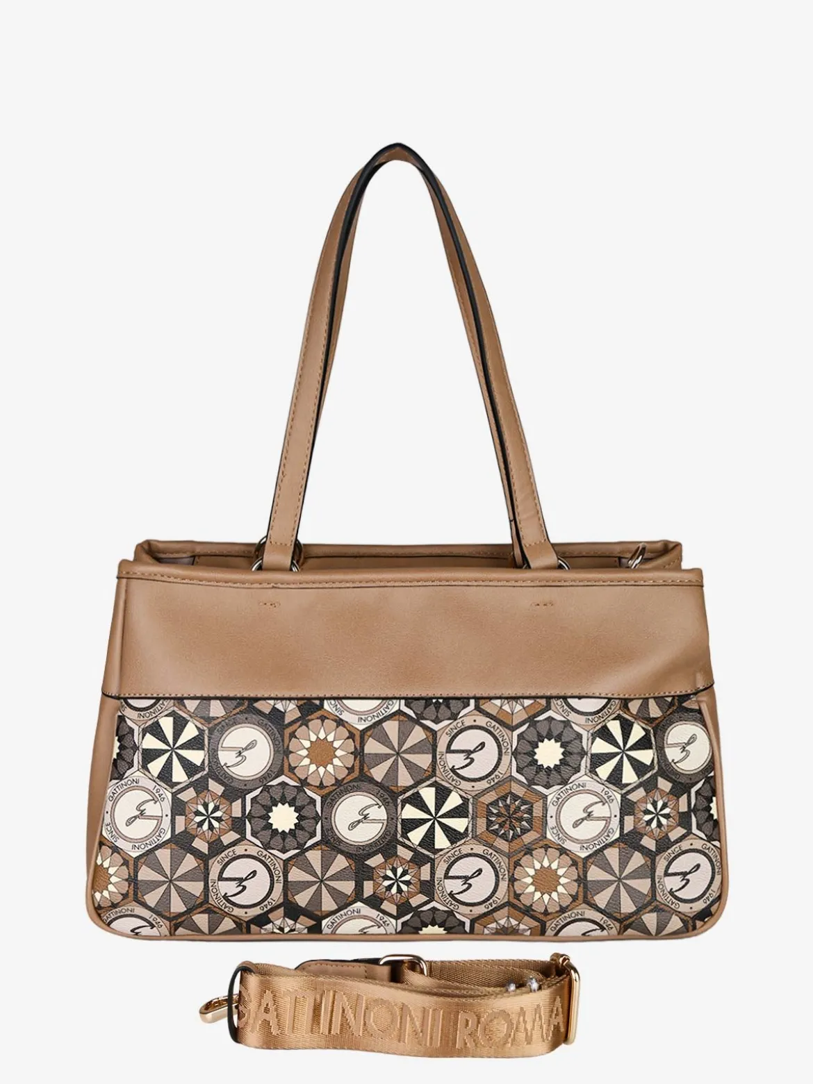 Gattinoni Borsa donna in ecopelle con doppi manici - khaki