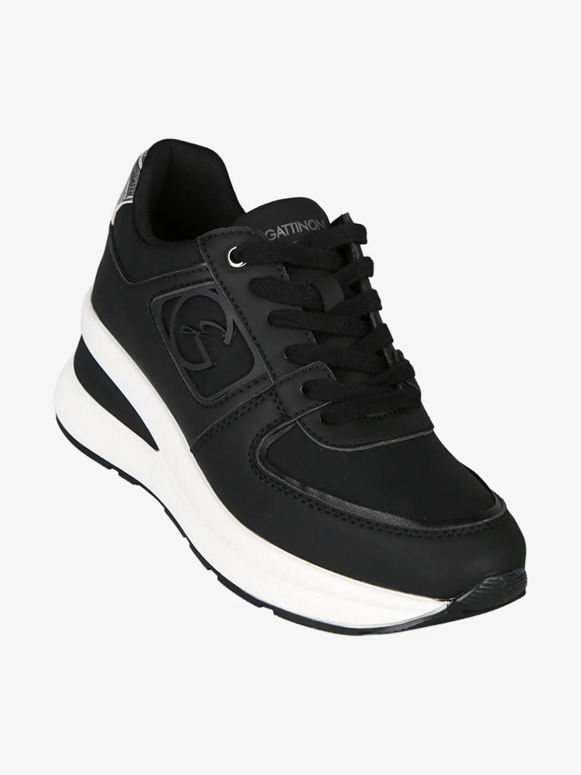 Gattinoni Sneakers donna con zeppa e dettagli effetto nabuck - nero