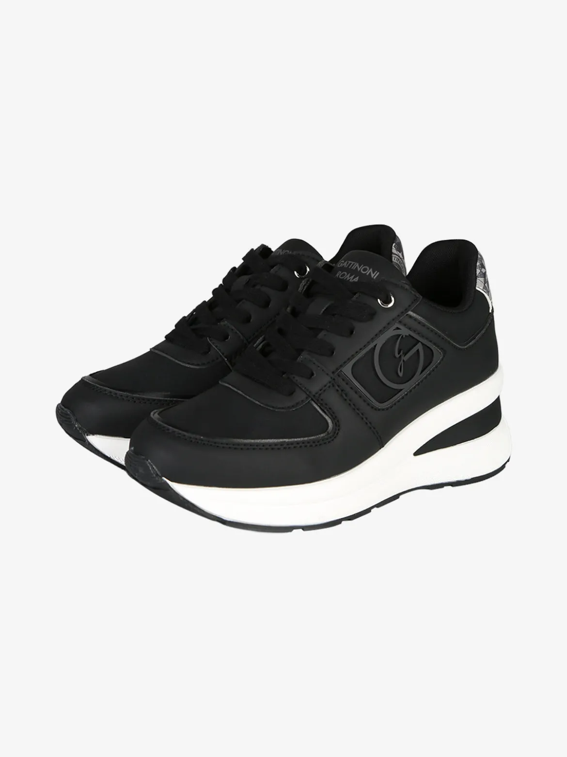 Gattinoni Sneakers donna con zeppa e dettagli effetto nabuck - nero