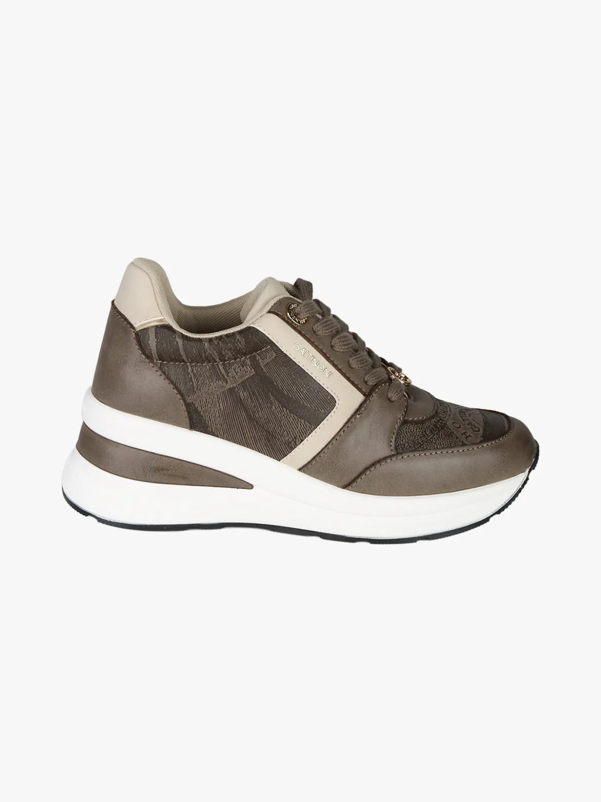 Gattinoni Sneakers donna stringate con zeppa - fango