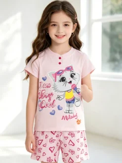 44 Gatti Pigiama corto bambina in cotone