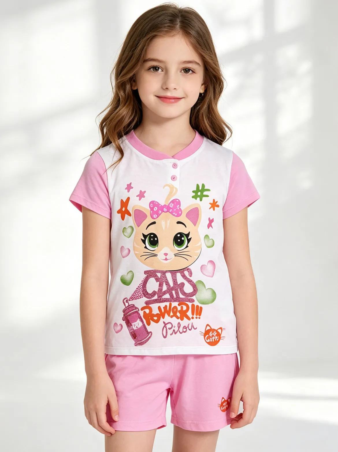 44 Gatti Pigiama corto bambina in cotone