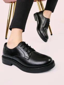Geox D SERILDA E Francesine stringate donna in pelle - nero
