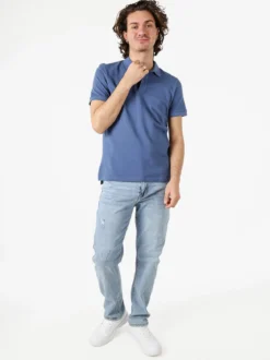Geox Polo da uomo in cotone a maniche corte - blu