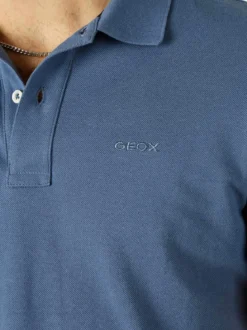 Geox Polo da uomo in cotone a maniche corte - blu