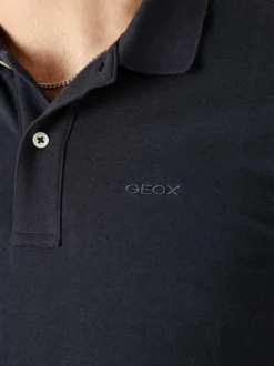 Geox Polo da uomo in cotone a maniche corte - blu scuro