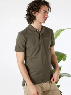Geox Polo da uomo in cotone a maniche corte - oliva