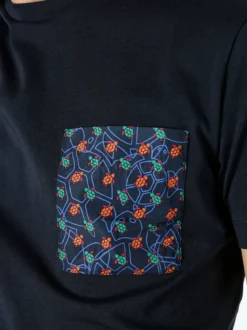 Geox T-shirt girocollo da uomo in cotone con taschino - blu scuro