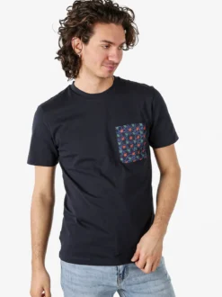 Geox T-shirt girocollo da uomo in cotone con taschino - blu scuro