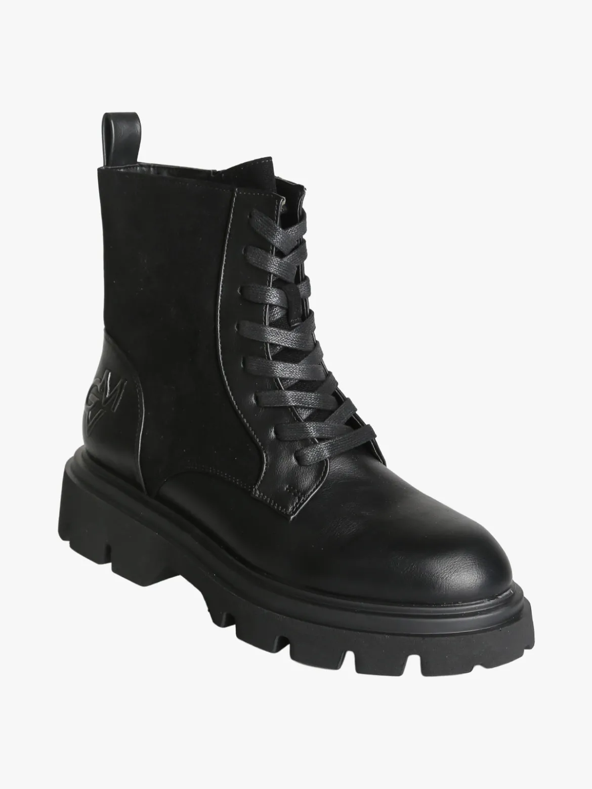 Gian Marco Venturi Anfibi donna chunky in ecopelle e velluto - nero