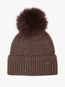Gian Marco Venturi Cappello donna lurex in maglia con pompon - marrone