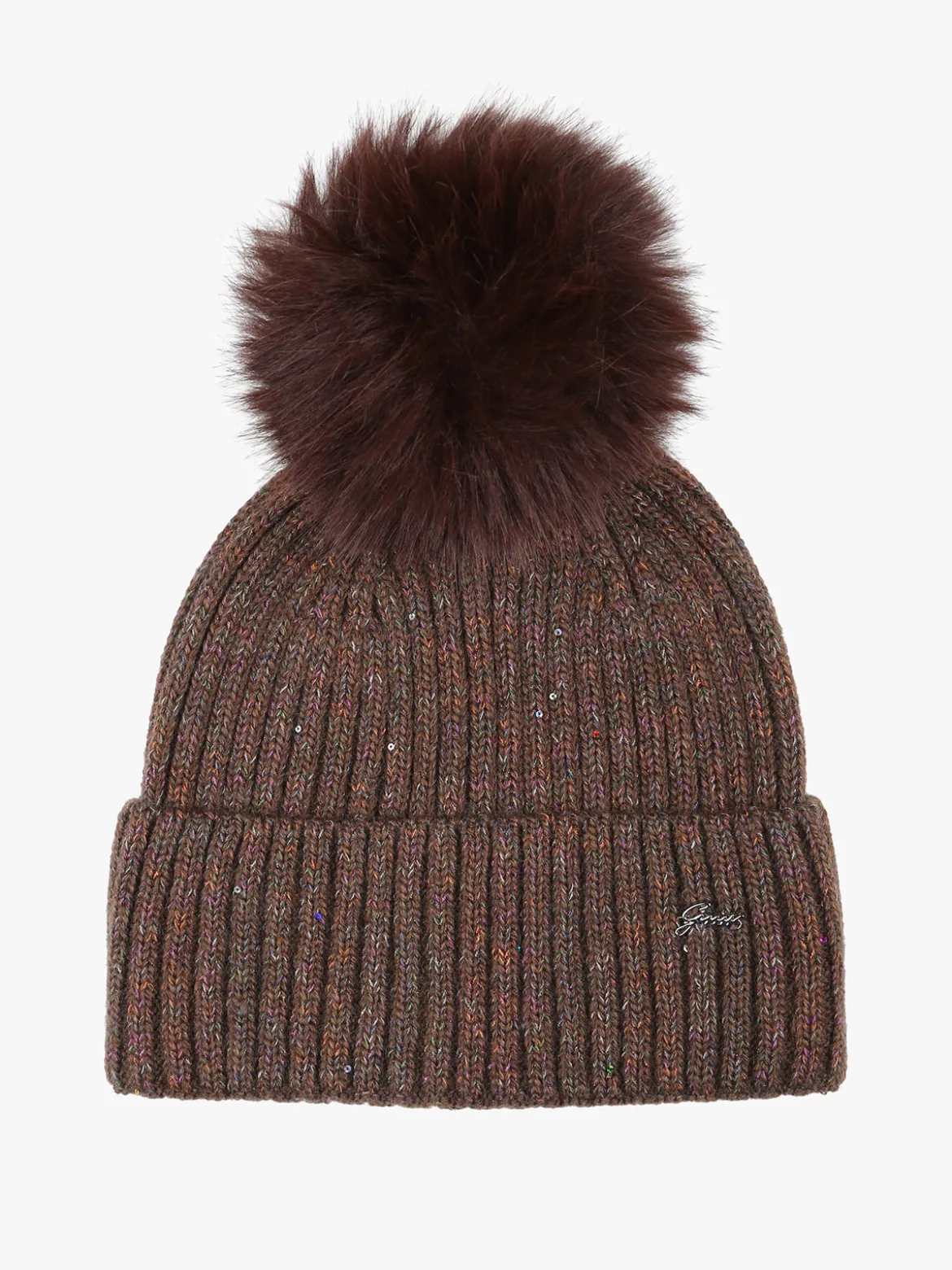 Gian Marco Venturi Cappello donna lurex in maglia con pompon - marrone