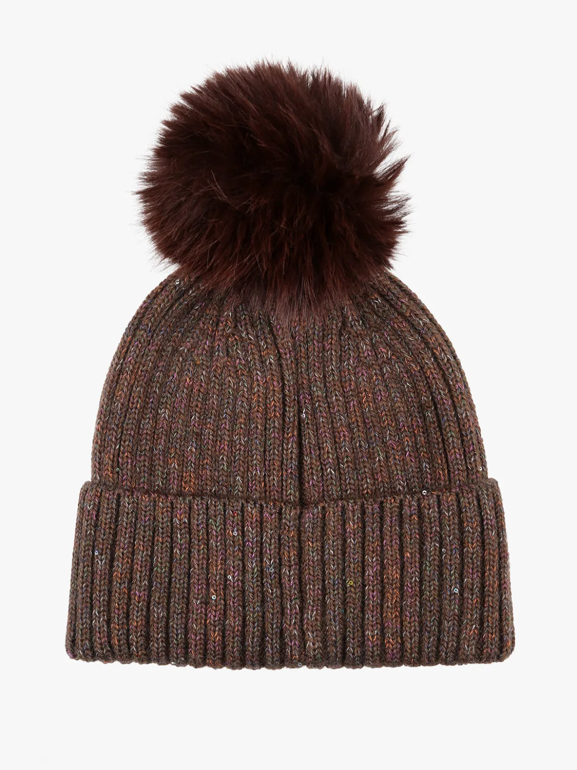Gian Marco Venturi Cappello donna lurex in maglia con pompon - marrone