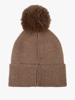 Gian Marco Venturi Cappello donna lurex in maglia con pompon - taupe