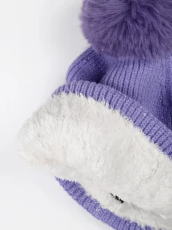 Gian Marco Venturi Cappello donna lurex in maglia con pompon - viola