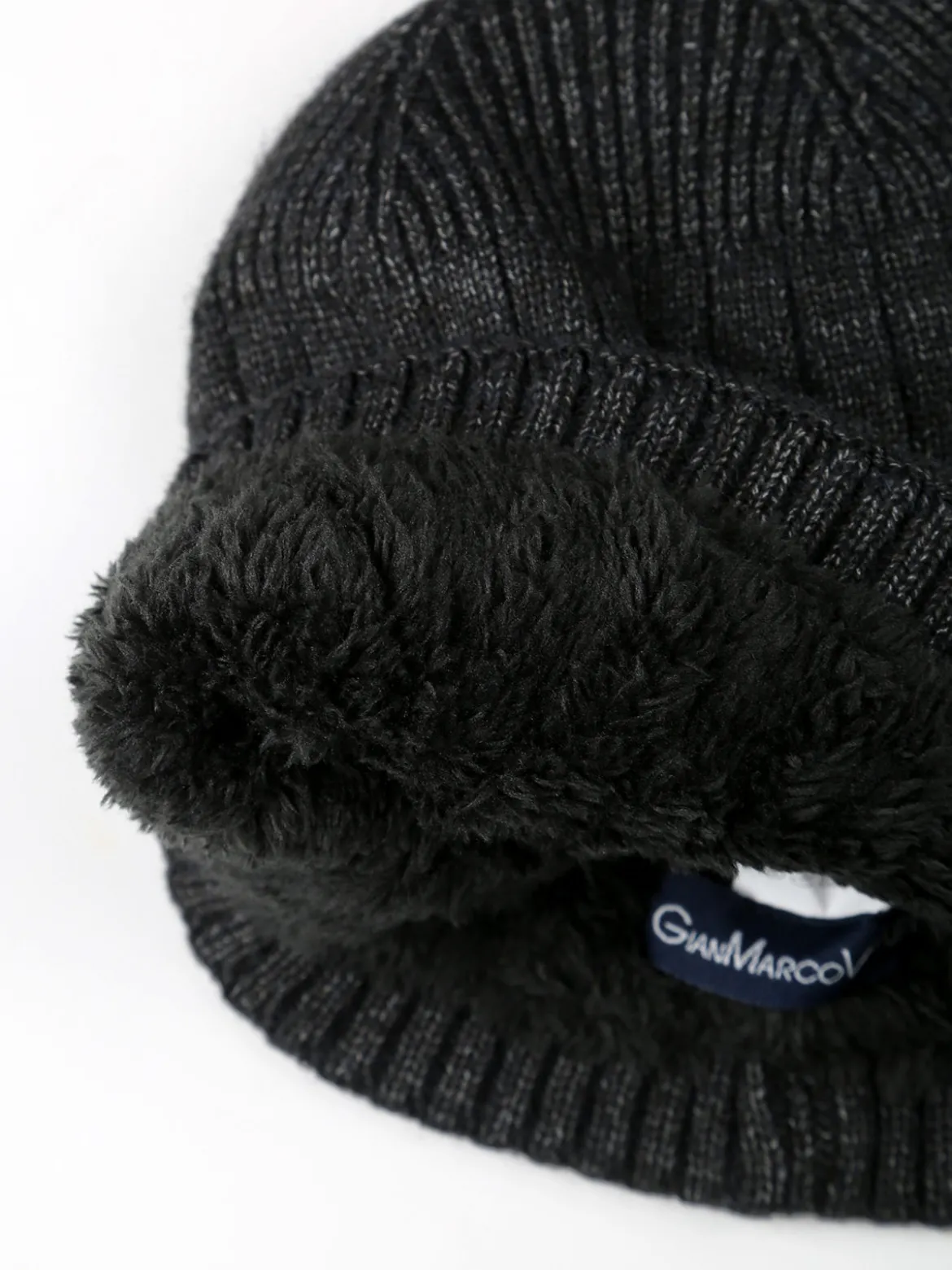 Gian Marco Venturi Cappello in maglia da uomo a coste con risvolto - antracite