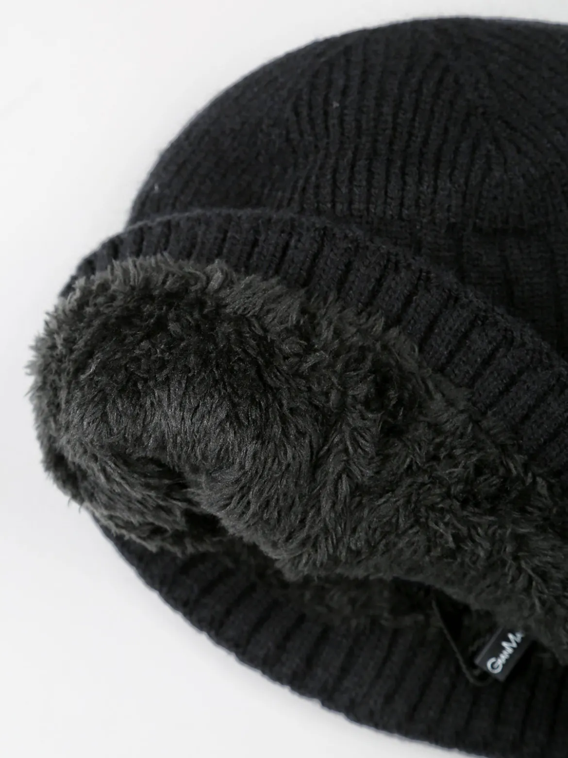 Gian Marco Venturi Cappello in maglia da uomo a coste con risvolto - nero