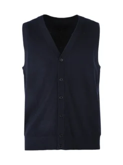 Gian Marco Venturi Gilet da uomo in maglia misto lana con bottoni - blu scuro