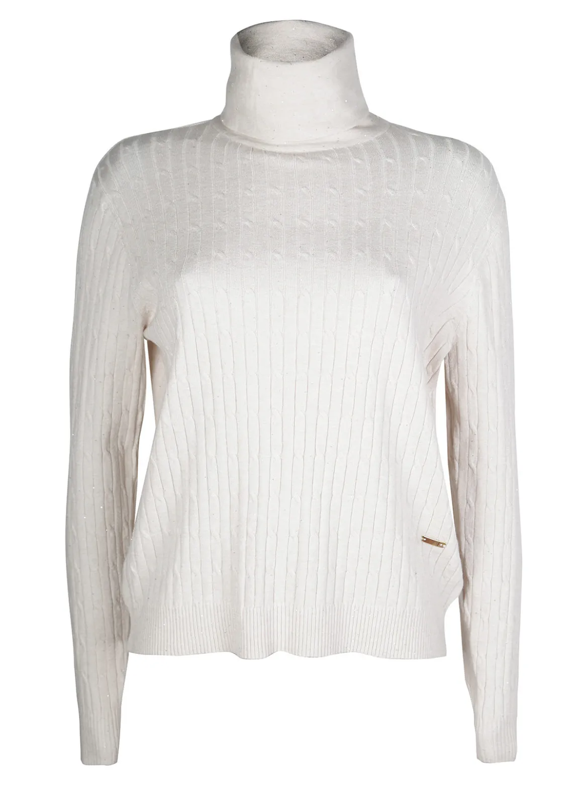Gian Marco Venturi Maglia dolcevita da donna a trecce con micropaillettes luccicanti