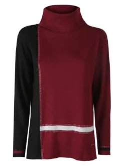 Gian Marco Venturi Maglia dolcevita da donna con strass - bordeaux