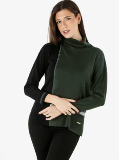 Gian Marco Venturi Maglia dolcevita da donna con strass - verde