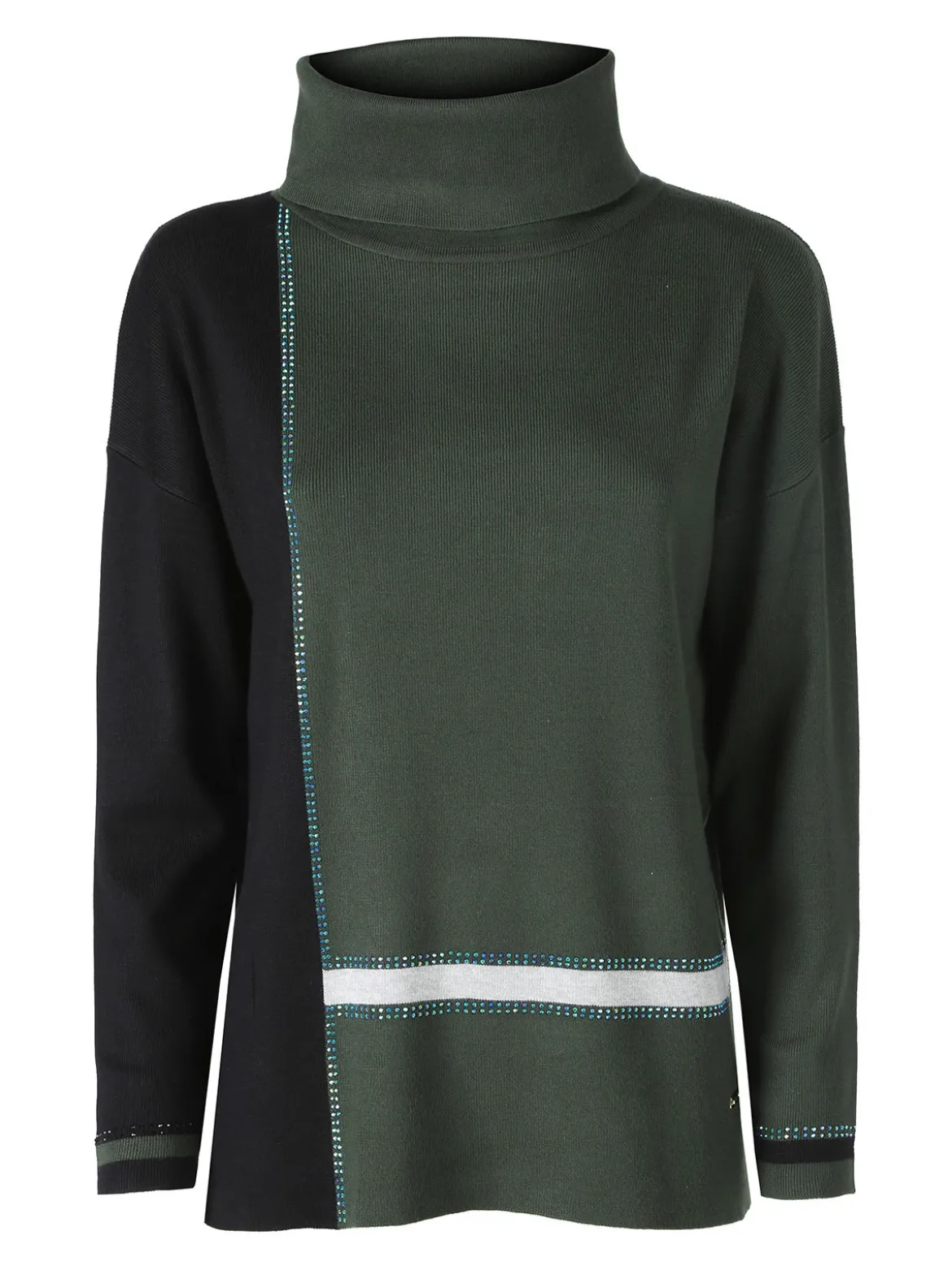 Gian Marco Venturi Maglia dolcevita da donna con strass - verde