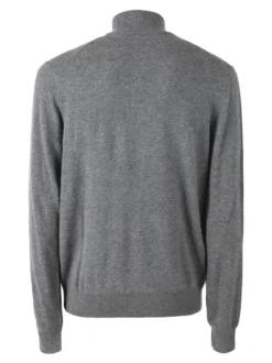 Gian Marco Venturi Maglione da uomo mezza zip in misto lana e cashmere - grigio scuro