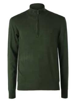 Gian Marco Venturi Pullover da uomo mezza zip misto viscosa - militare