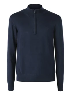 Gian Marco Venturi Pullover da uomo mezza zip misto viscosa - blu scuro