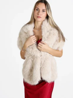 Gian Marco Venturi Scialle donna in pelliccia sintetica - beige