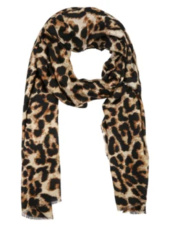 Gian Marco Venturi Sciarpa animalier da donna sfrangiata - beige