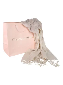 Gian Marco Venturi Sciarpa donna con ecopelliccia e frange - beige