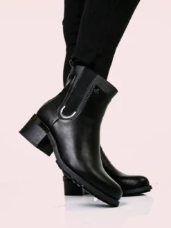 Gian Marco Venturi Stivaletti donna con zip e tacco largo - nero