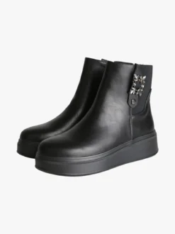 Gian Marco Venturi Stivaletti minimal da donna con platform e dettaglio gioiello - nero