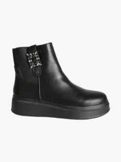 Gian Marco Venturi Stivaletti minimal da donna con platform e dettaglio gioiello - nero