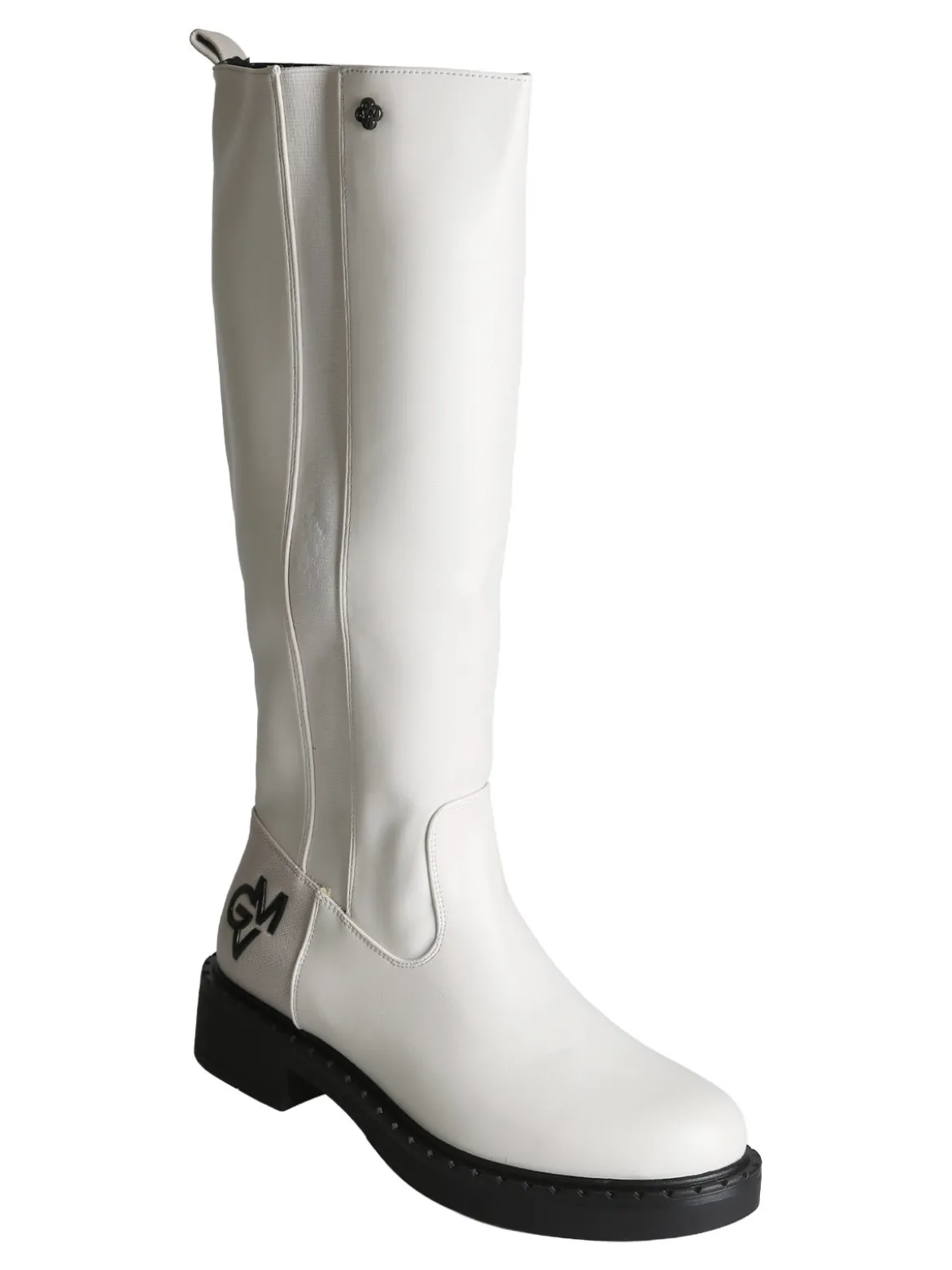 Gian Marco Venturi Stivali donna in ecopelle con tacco basso - perla